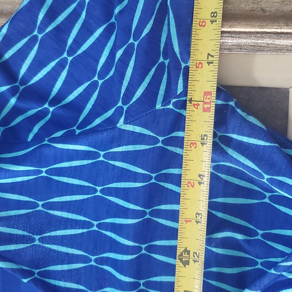 41 Hawthorn Small Blue and Aqua Faux Wrap Dress - Picture 8 of 11